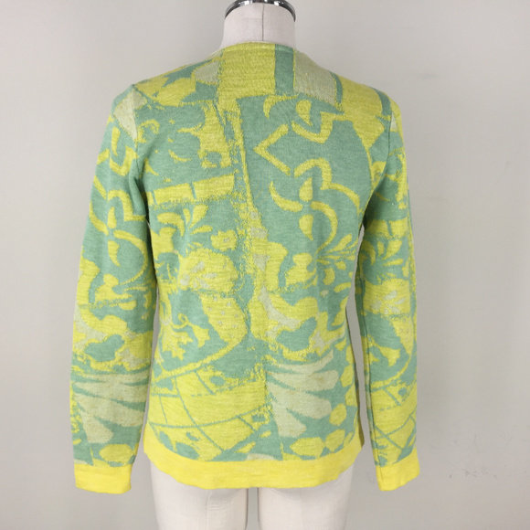 Eva Claudi Dansih Sweater Cardigan zip M Yellow - Picture 3 of 4